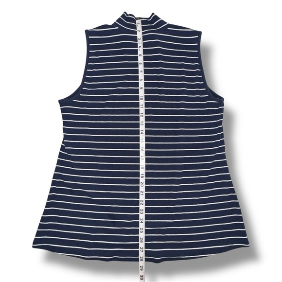 LANE BRYANT Classic Sleeveless Mock Neck Ribbed Tank - 18/20 Navy/White Stripe - Picture 5 of 14